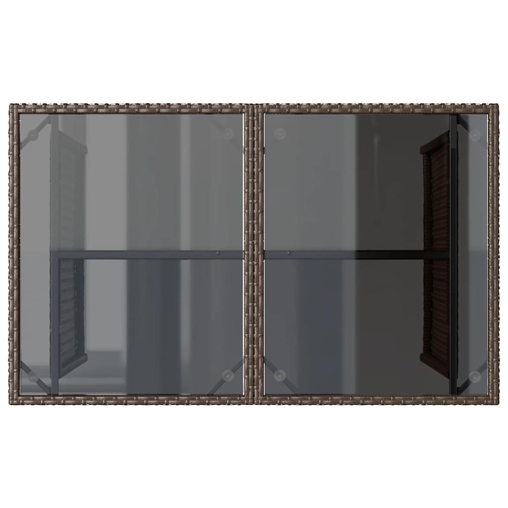 vidaXL Gartentisch mit Glasplatte Braun 110x68x70 cm Poly Rattan