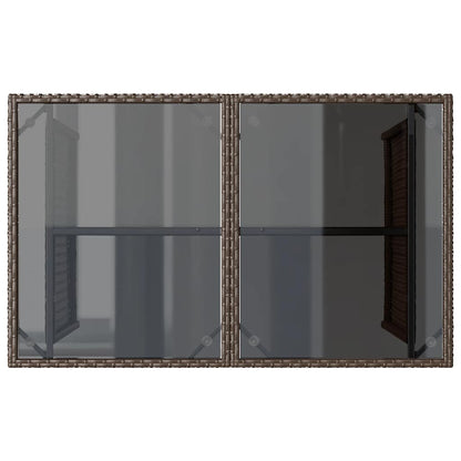 vidaXL Gartentisch mit Glasplatte Braun 110x68x70 cm Poly Rattan