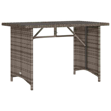 vidaXL Table de jardin avec plateau en verre Gris 110x68x70 cm Résine tressée
