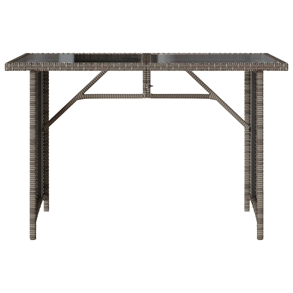 vidaXL Table de jardin avec plateau en verre Gris 110x68x70 cm Résine tressée