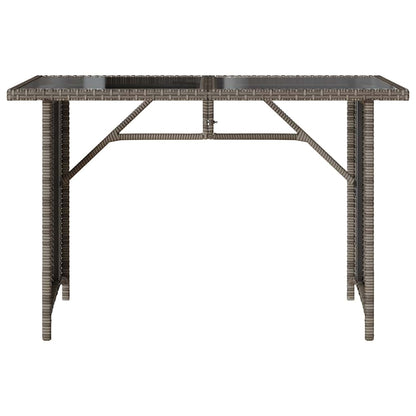 vidaXL Table de jardin avec plateau en verre Gris 110x68x70 cm Résine tressée