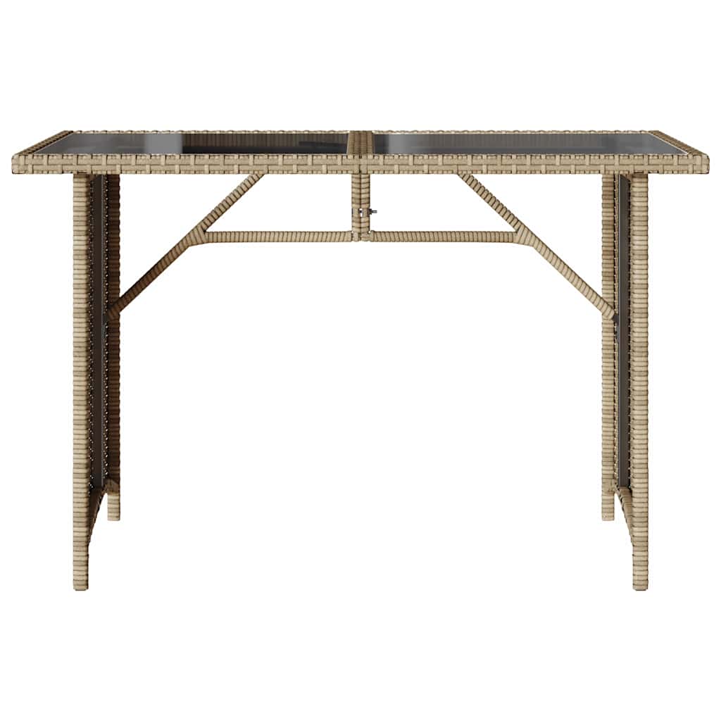 vidaXL Gartentisch mit Glasplatte Beige 110x68x70 cm Poly Rattan