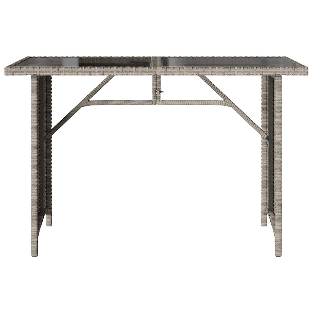 vidaXL Gartentisch mit Glasplatte Hellgrau 110x68x70 cm Poly Rattan