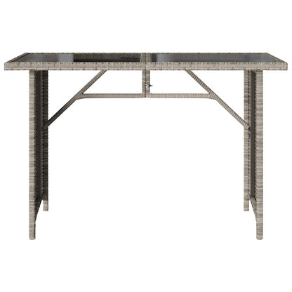 vidaXL Gartentisch mit Glasplatte Hellgrau 110x68x70 cm Poly Rattan