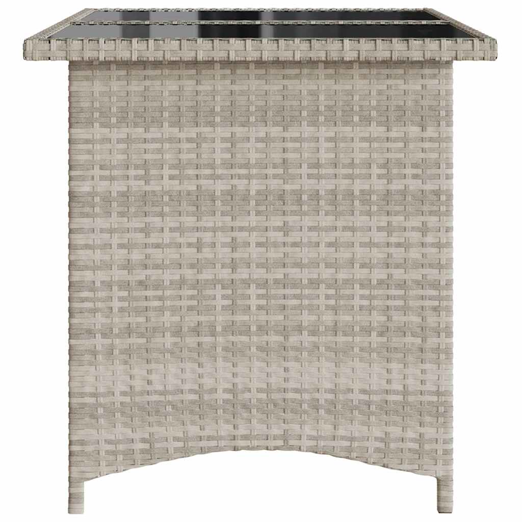 vidaXL Gartentisch mit Glasplatte Hellgrau 110x68x70 cm Poly Rattan