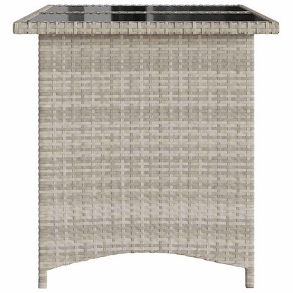 vidaXL Gartentisch mit Glasplatte Hellgrau 110x68x70 cm Poly Rattan