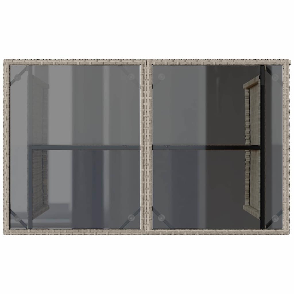 vidaXL Gartentisch mit Glasplatte Hellgrau 110x68x70 cm Poly Rattan