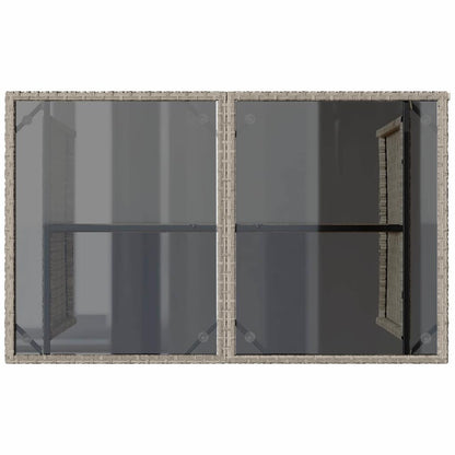 vidaXL Gartentisch mit Glasplatte Hellgrau 110x68x70 cm Poly Rattan