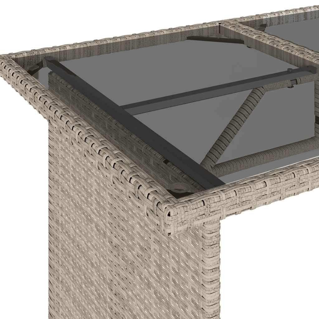 vidaXL Gartentisch mit Glasplatte Hellgrau 110x68x70 cm Poly Rattan