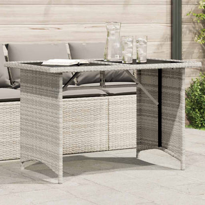 vidaXL Gartentisch mit Glasplatte Hellgrau 110x68x70 cm Poly Rattan
