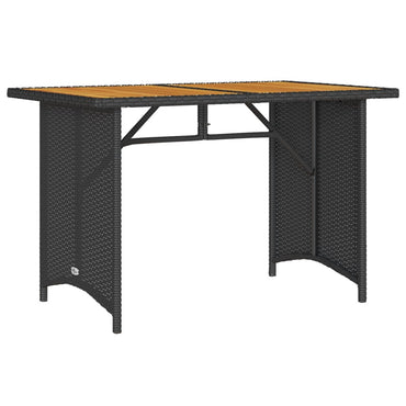 vidaXL Table de jardin avec plateau en bois Noir 110x68x70 cm Résine tressée