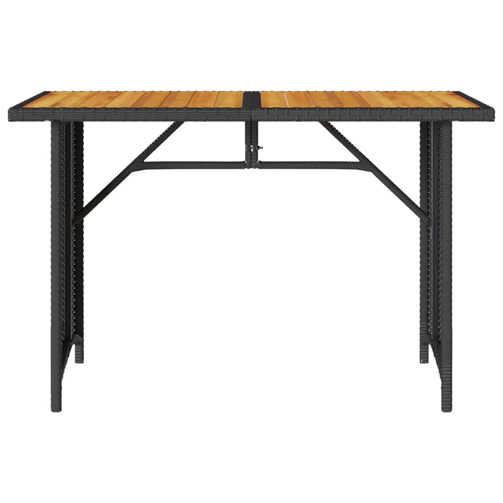 vidaXL Table de jardin avec plateau en bois Noir 110x68x70 cm Résine tressée