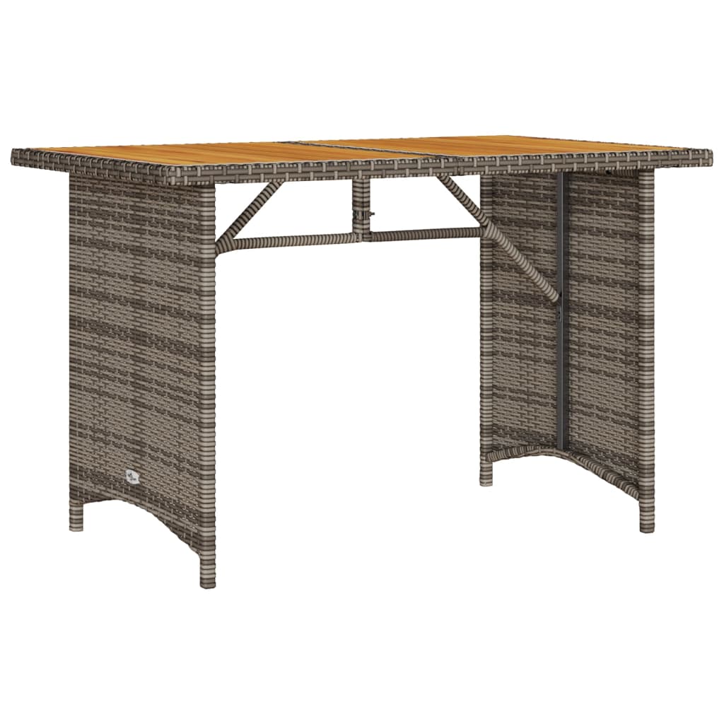 vidaXL Gartentisch mit Holzplatte Grau 110x68x70 cm Poly Rattan