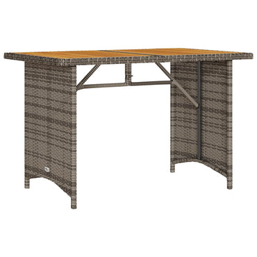 vidaXL Gartentisch mit Holzplatte Grau 110x68x70 cm Poly Rattan