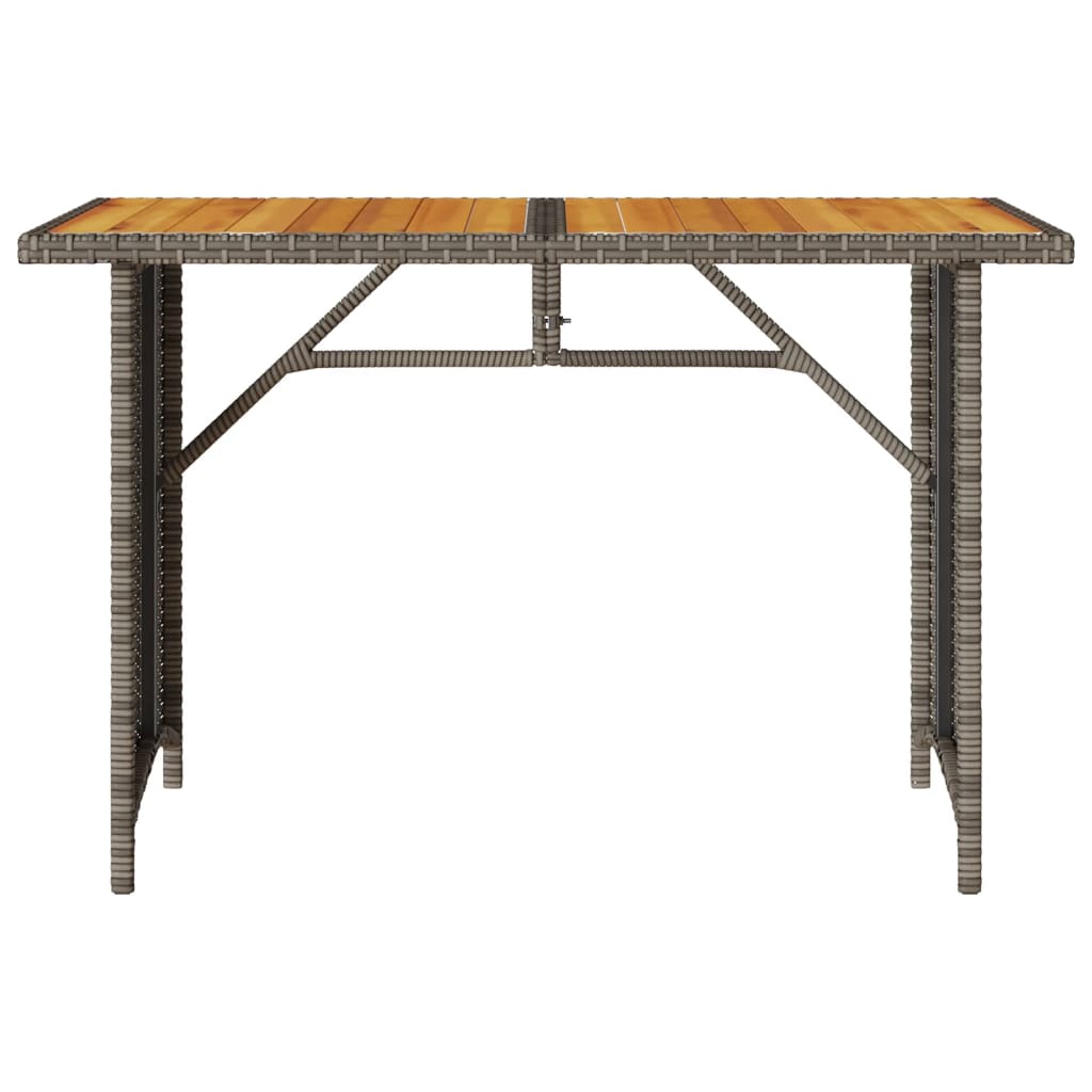 vidaXL Gartentisch mit Holzplatte Grau 110x68x70 cm Poly Rattan