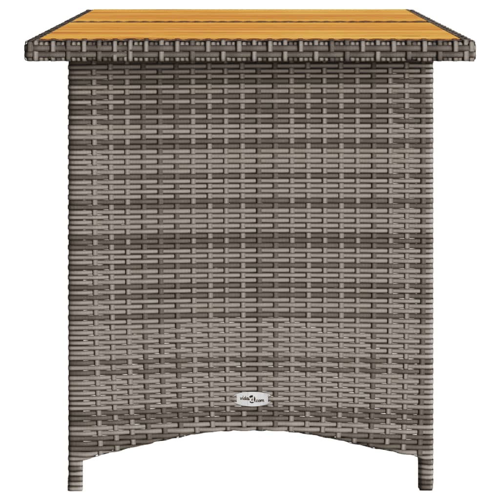 vidaXL Gartentisch mit Holzplatte Grau 110x68x70 cm Poly Rattan