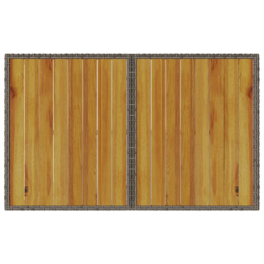 vidaXL Gartentisch mit Holzplatte Grau 110x68x70 cm Poly Rattan