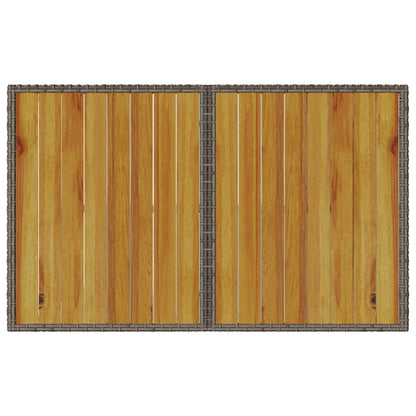 vidaXL Gartentisch mit Holzplatte Grau 110x68x70 cm Poly Rattan