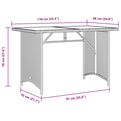 vidaXL Gartentisch mit Holzplatte Grau 110x68x70 cm Poly Rattan