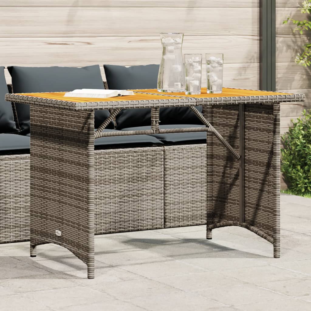 vidaXL Gartentisch mit Holzplatte Grau 110x68x70 cm Poly Rattan
