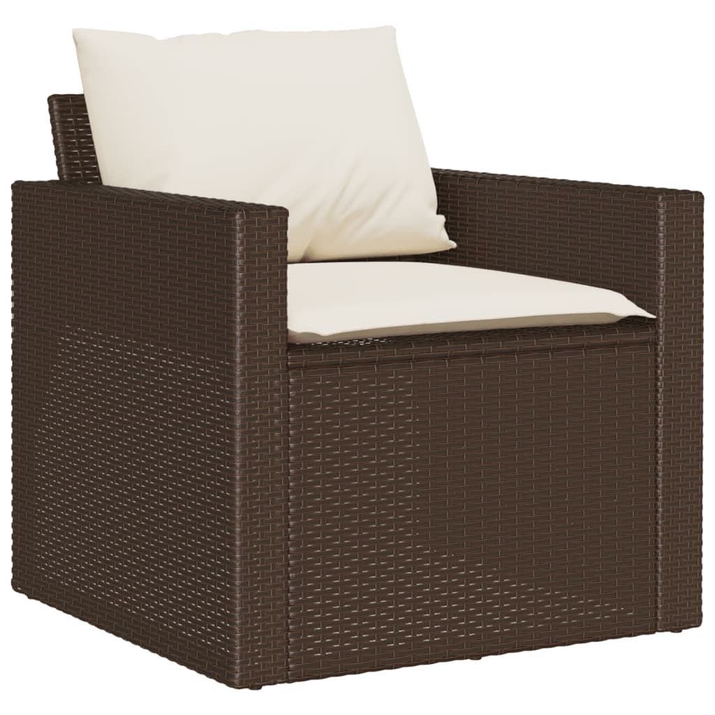 vidaXL 4-tlg. Garten-Sofagarnitur mit Kissen Braun Poly Rattan