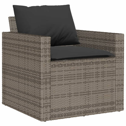 vidaXL 4-tlg. Garten-Sofagarnitur mit Kissen Grau Poly Rattan