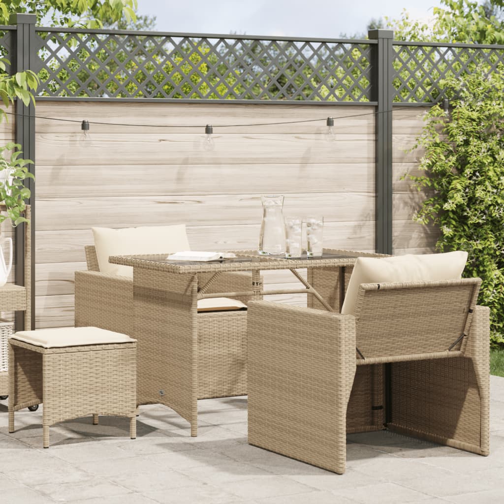 vidaXL Ensemble de canapés de jardin 4 pcs avec coussins en résine tressée beige