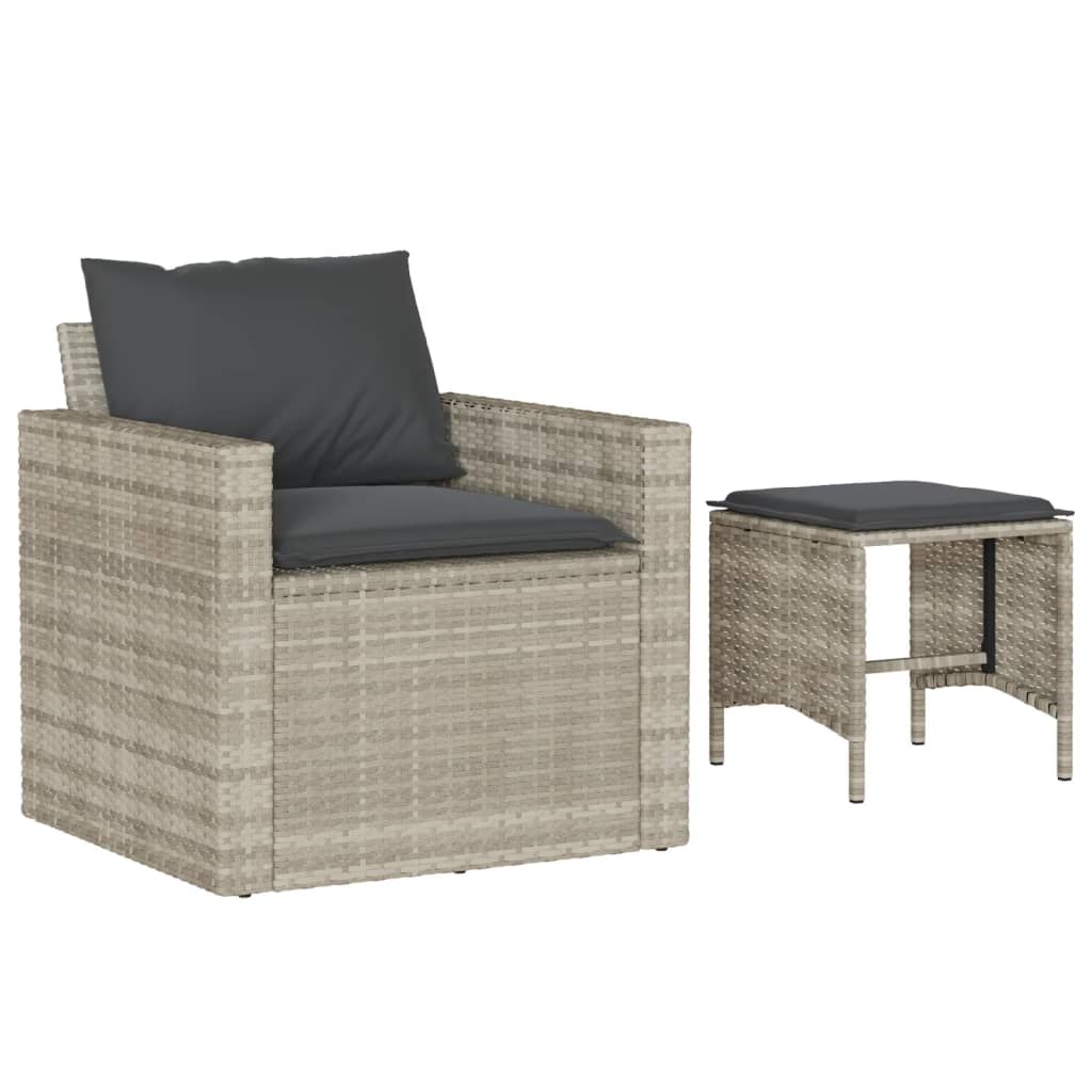 vidaXL 4-tlg. Garten-Sofagarnitur mit Kissen Hellgrau Poly Rattan
