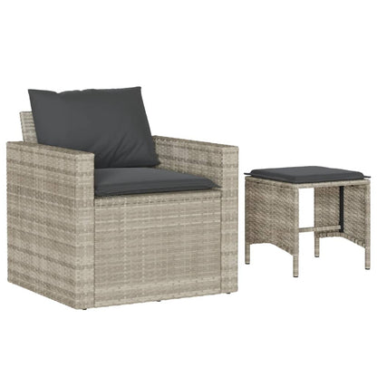 vidaXL 4-tlg. Garten-Sofagarnitur mit Kissen Hellgrau Poly Rattan