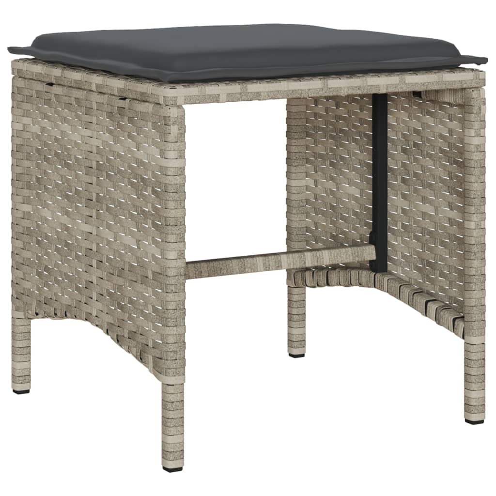 vidaXL 4-tlg. Garten-Sofagarnitur mit Kissen Hellgrau Poly Rattan