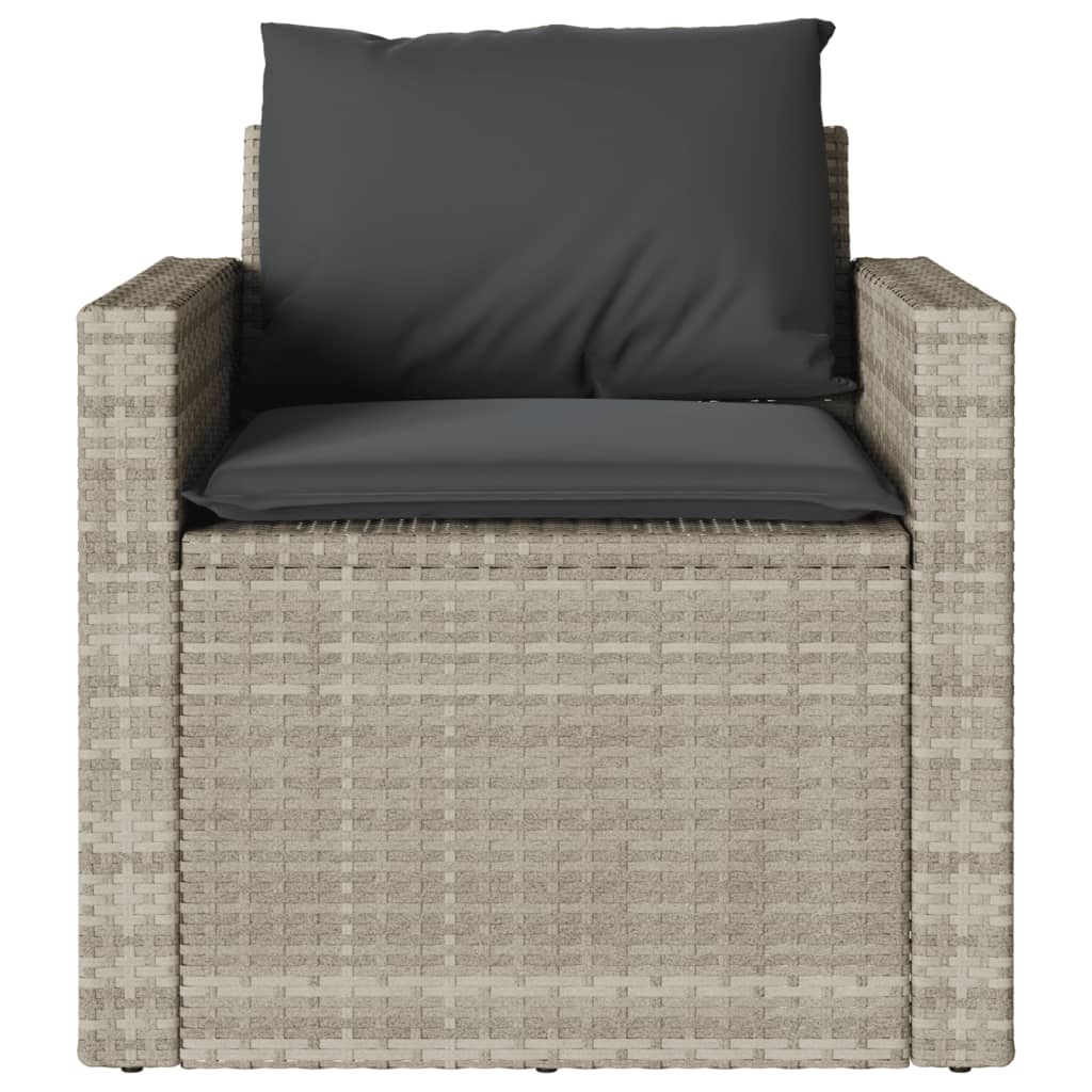 vidaXL 4-tlg. Garten-Sofagarnitur mit Kissen Hellgrau Poly Rattan