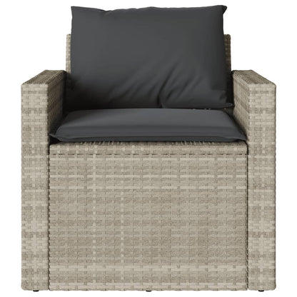 vidaXL 4-tlg. Garten-Sofagarnitur mit Kissen Hellgrau Poly Rattan