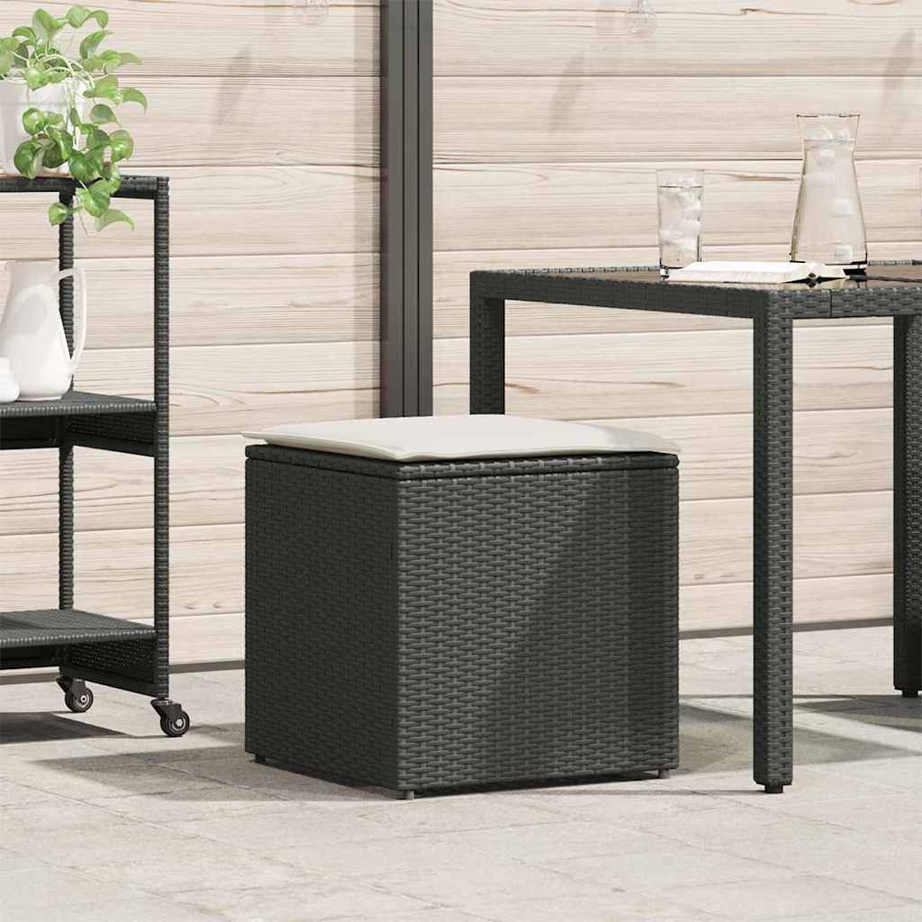 Kissenbox mit Speicher Schwarz 50 x 50 x 50 cm Poly-Rattan
