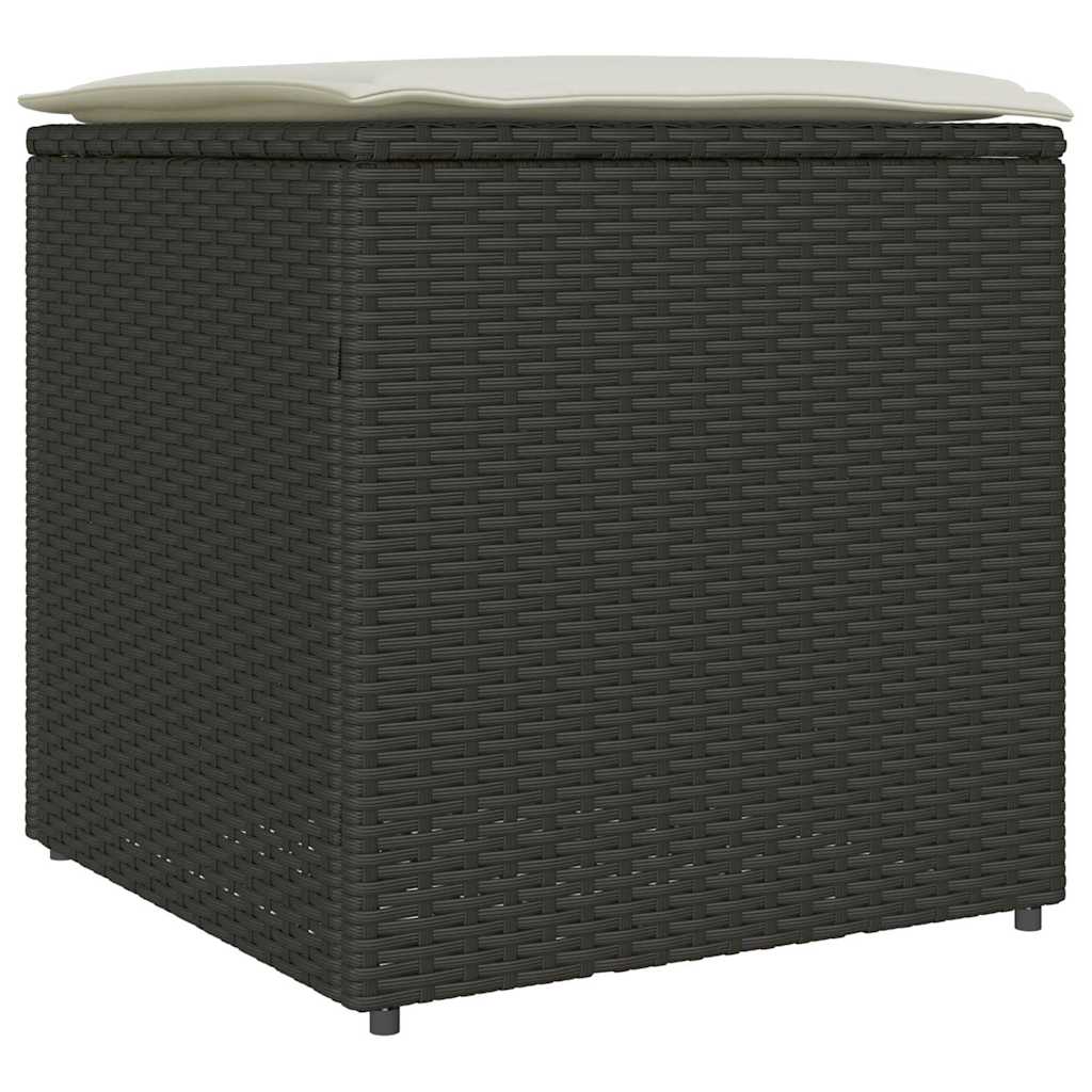 Kissenbox mit Speicher Schwarz 50 x 50 x 50 cm Poly-Rattan