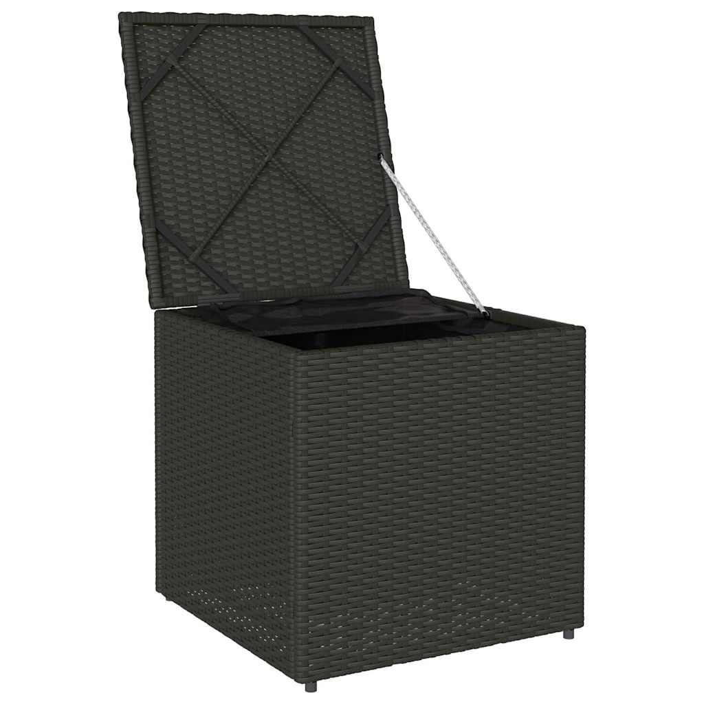 Kissenbox mit Speicher Schwarz 50 x 50 x 50 cm Poly-Rattan