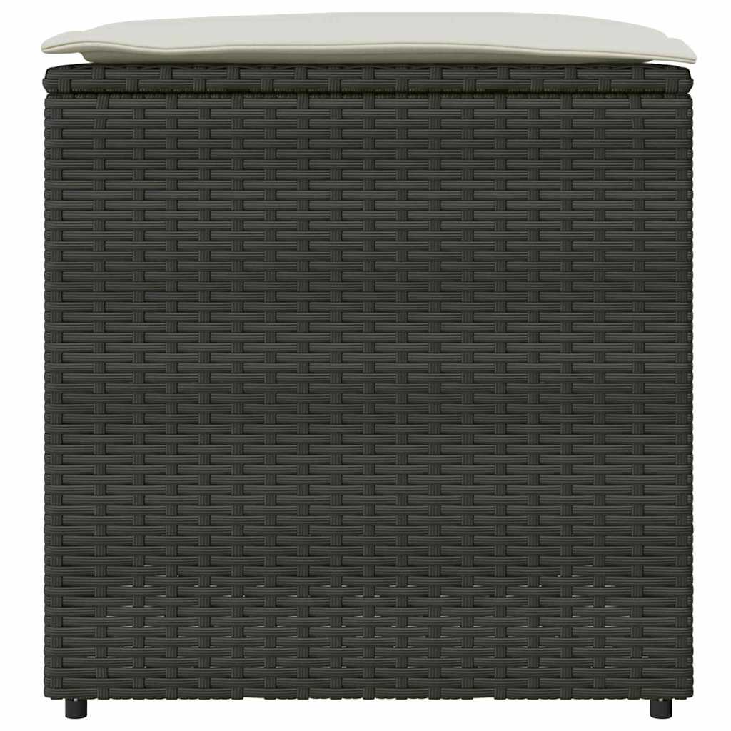 Kissenbox mit Speicher Schwarz 50 x 50 x 50 cm Poly-Rattan