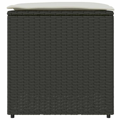 Kissenbox mit Speicher Schwarz 50 x 50 x 50 cm Poly-Rattan