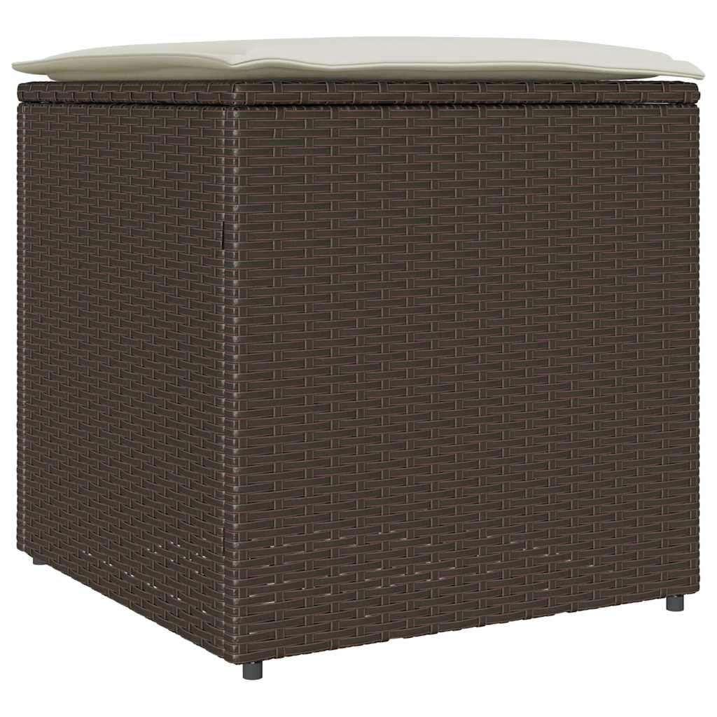 Kissenbox mit Speicher Braun 50 x 50 x 50 cm Poly-Rattan