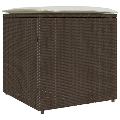 Kissenbox mit Speicher Braun 50 x 50 x 50 cm Poly-Rattan