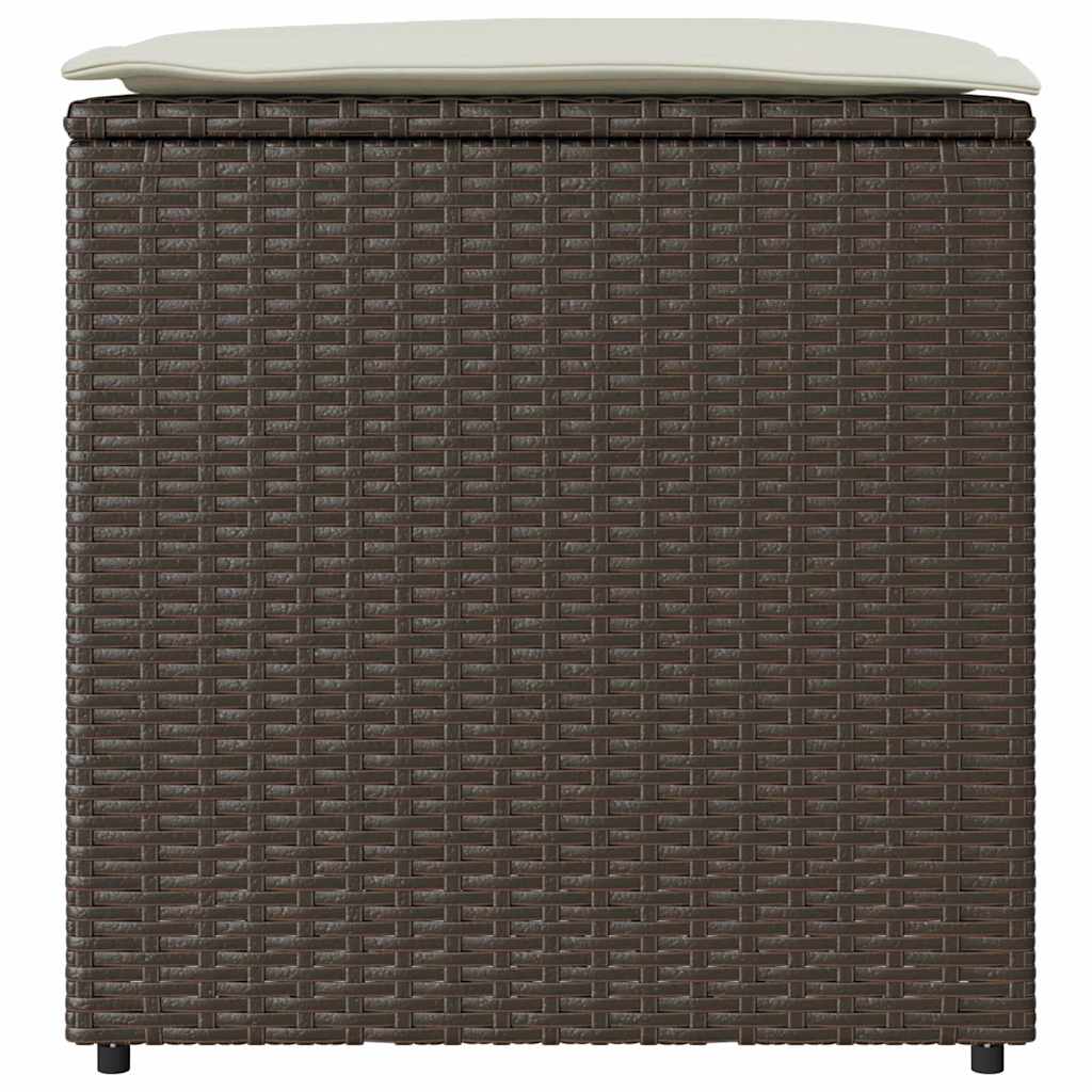 Kissenbox mit Speicher Braun 50 x 50 x 50 cm Poly-Rattan