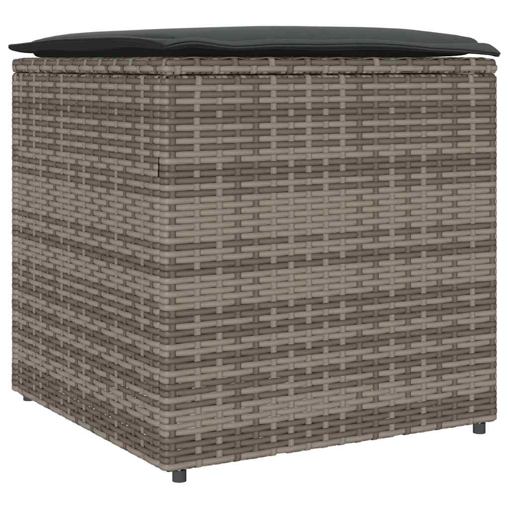 Kissenbox mit Speicher Grau 50 x 50 x 50 cm Poly-Rattan