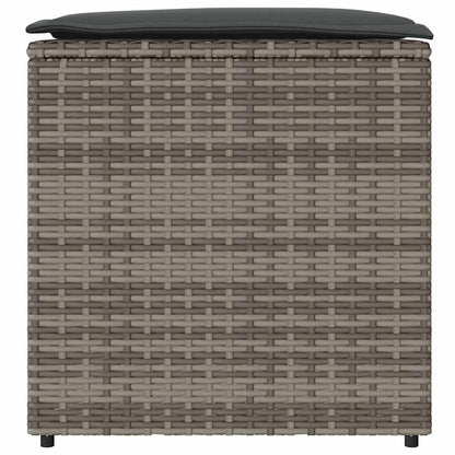 Kissenbox mit Speicher Grau 50 x 50 x 50 cm Poly-Rattan