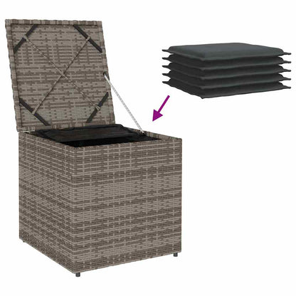 Kissenbox mit Speicher Grau 50 x 50 x 50 cm Poly-Rattan