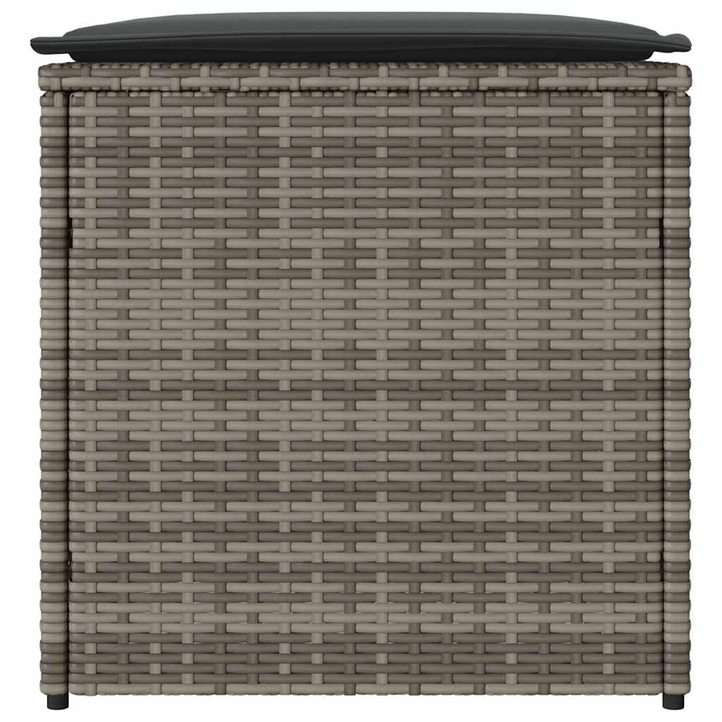 Kissenbox mit Speicher Grau 50 x 50 x 50 cm Poly-Rattan