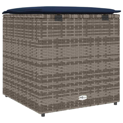 Kissenbox mit Speicher Grau 50 x 50 x 50 cm Poly-Rattan