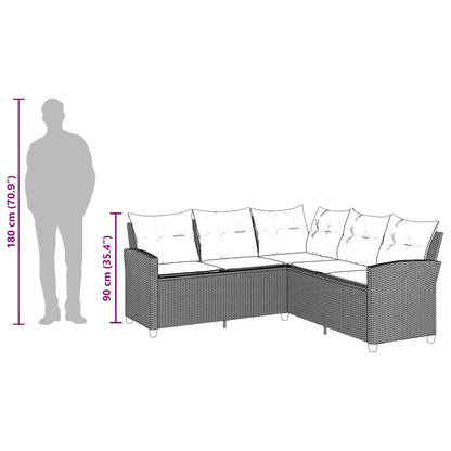 L-förmiges Couchsofa mit Kissen Beige Polyrattan