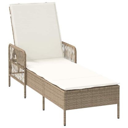 Sonnenliege Beige und Cremeweiß 55 x 200 x 92 cm Poly-Rattan