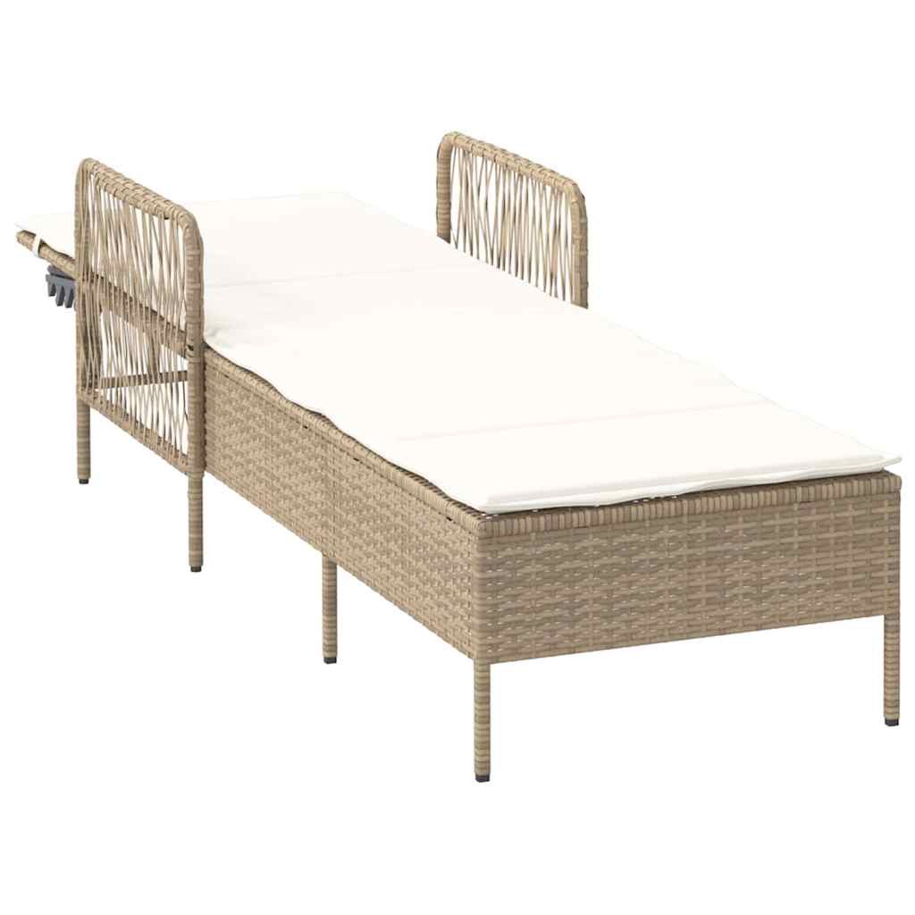 Sonnenliege Beige und Cremeweiß 55 x 200 x 92 cm Poly-Rattan