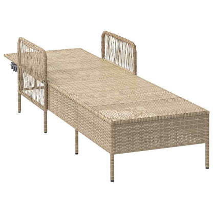 Sonnenliege Beige und Cremeweiß 55 x 200 x 92 cm Poly-Rattan