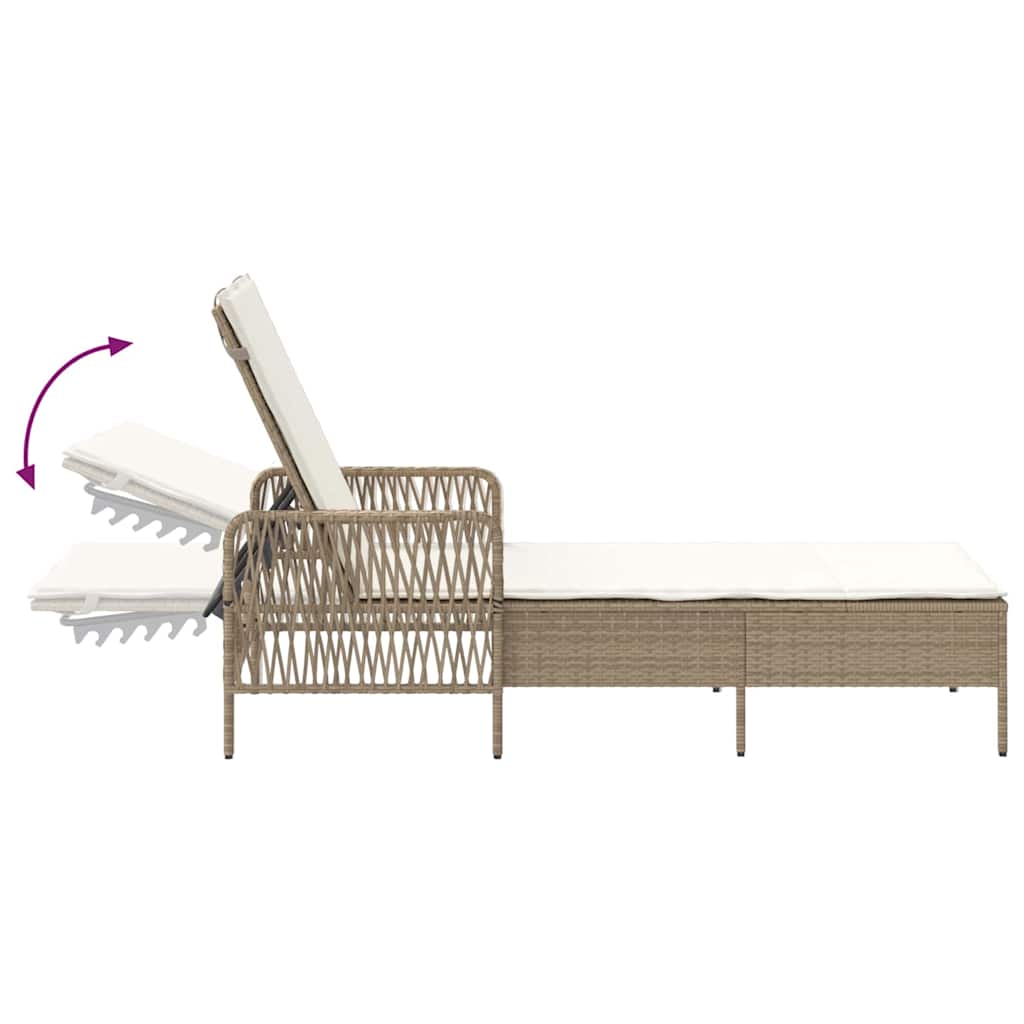 Sonnenliege Beige und Cremeweiß 55 x 200 x 92 cm Poly-Rattan